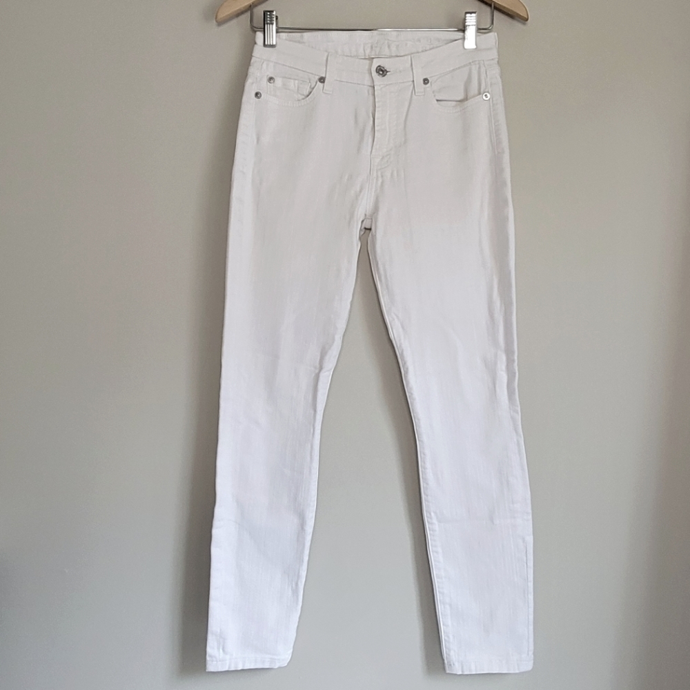 7 For All Mankind Midrise Skinny Ankle Jeans White Size 26